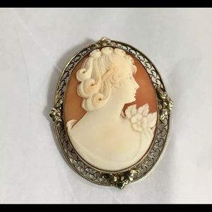 VTG STERLING SILVER & SHELL CAMEO FEAT WOMAN